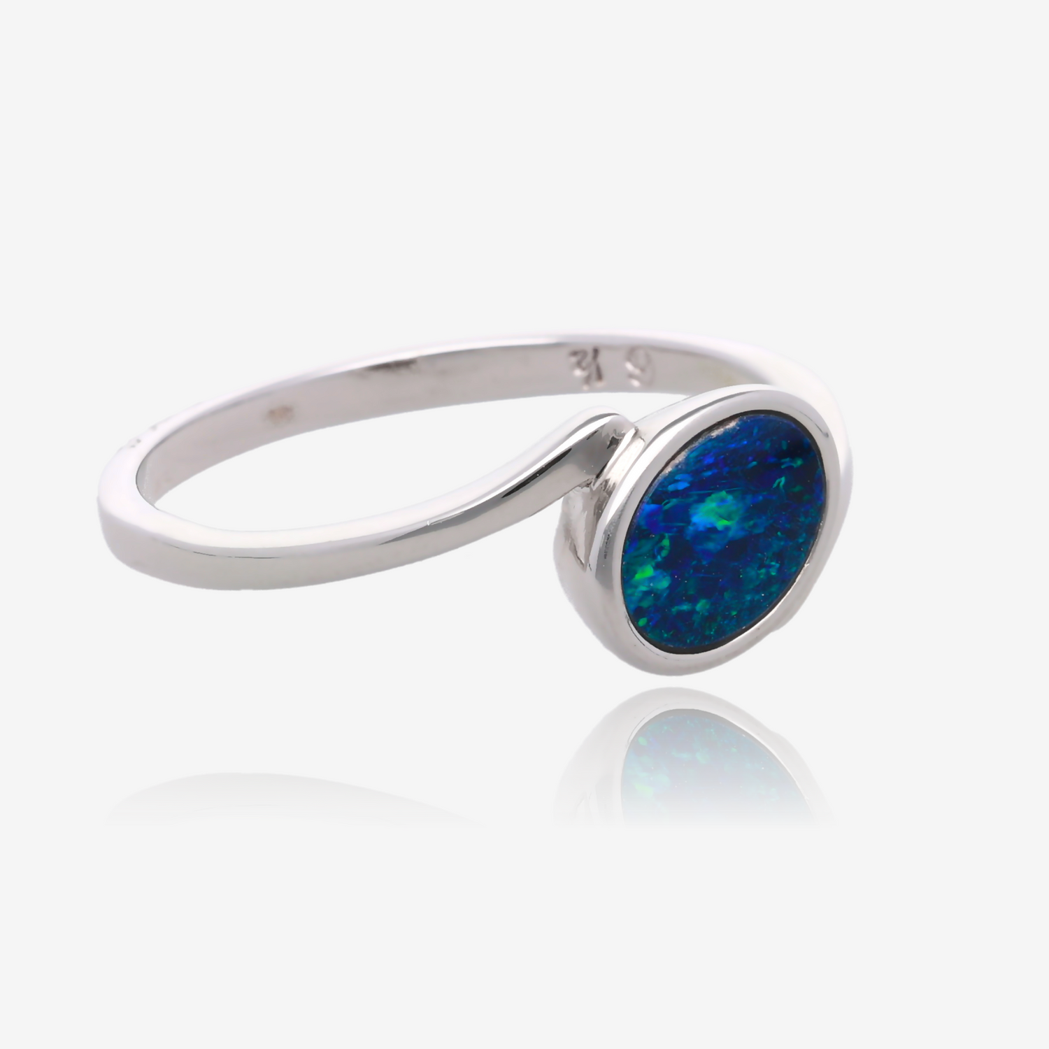 Northern Lights One Of A Kind Freeform Opal Rings in Sterling  Silver