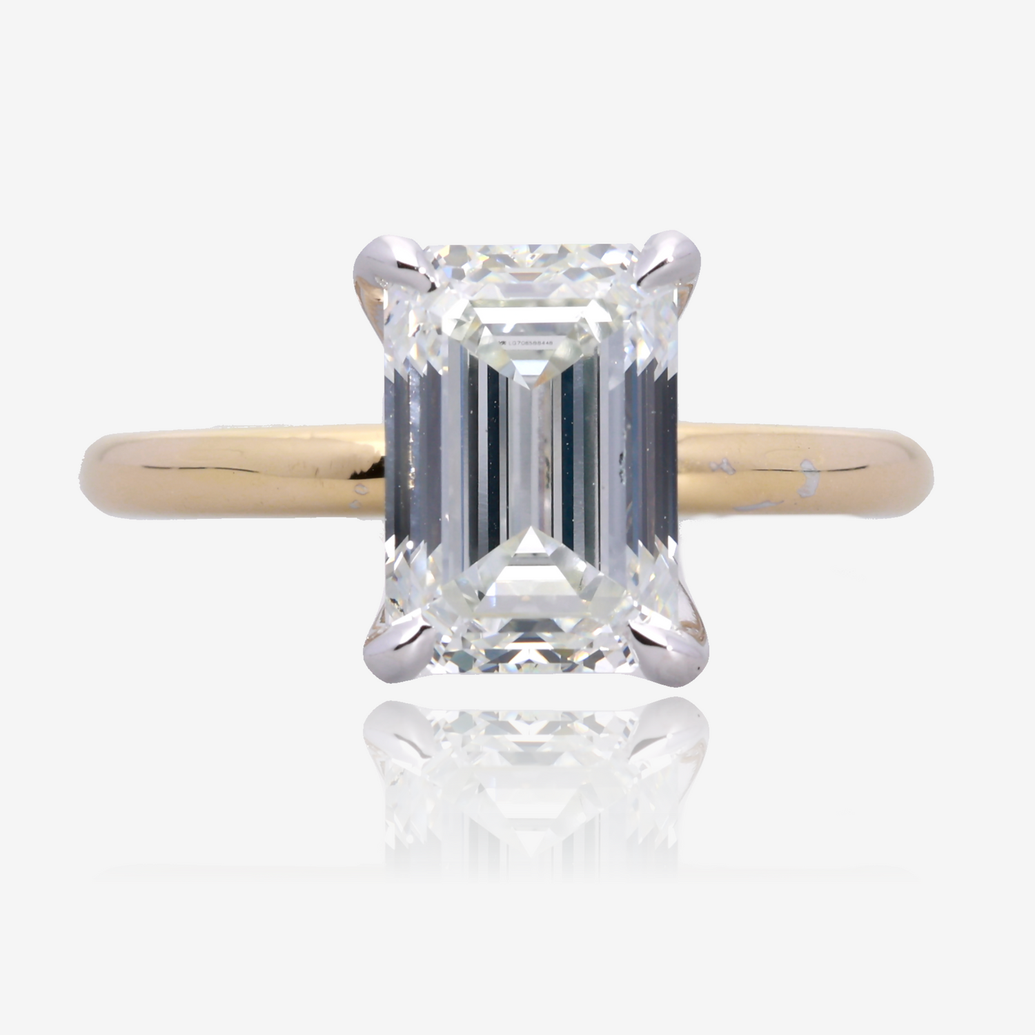 3ct Lab Grown Emerald Cut Diamond Solitaire 14K Yellow Gold
