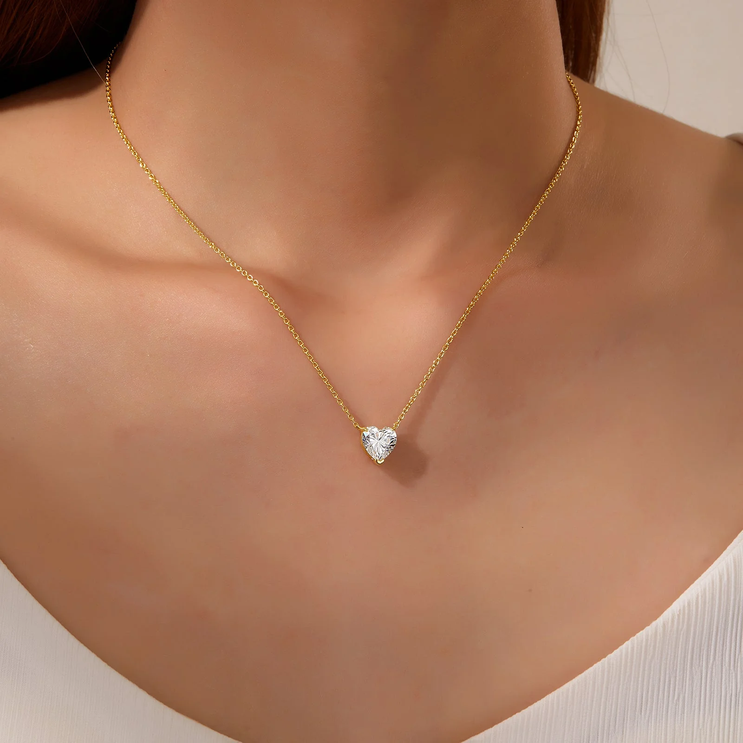 Yellow Heart Solitaire Necklace