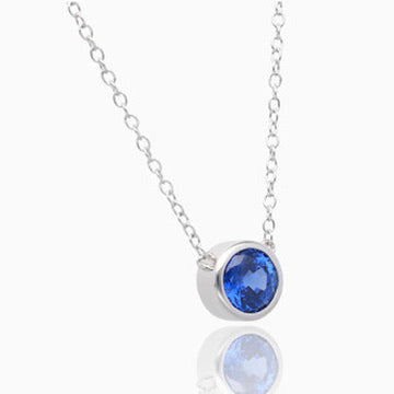 New Moon Sapphire Bezel Necklace