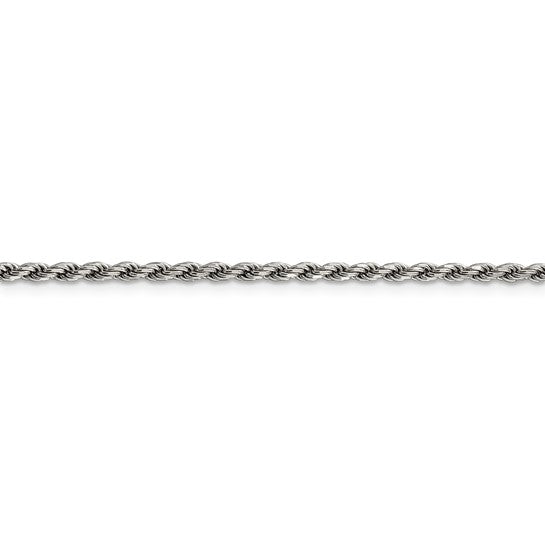 20&quot; Sterling Silver Rhodium-plated 2.25mm Diamond-cut Rope Chain