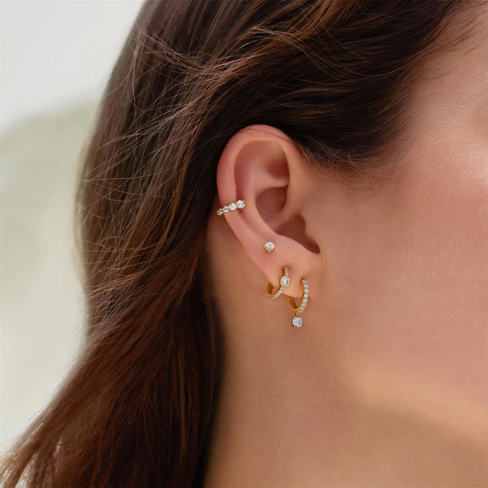 Yellow Graduated Sparkle Huggie Hoop Earrings