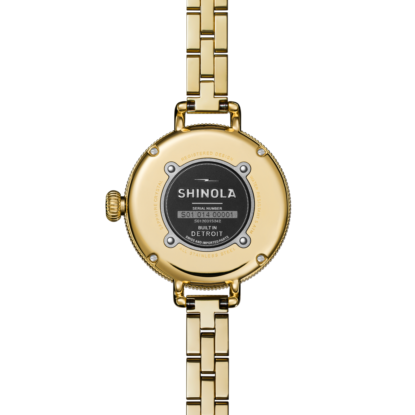 SHINOLA Ladies Birdy Lapis Gold Tone Watch