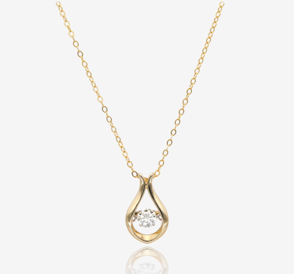 Dancing Natural Diamond Pendant Yellow Gold