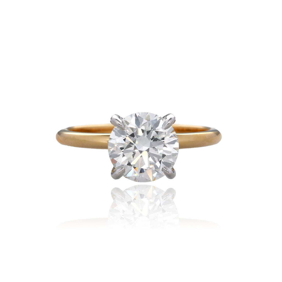 2ct Round Lab Grown Diamond Solitaire Engagement Ring in 14K Yellow Gold