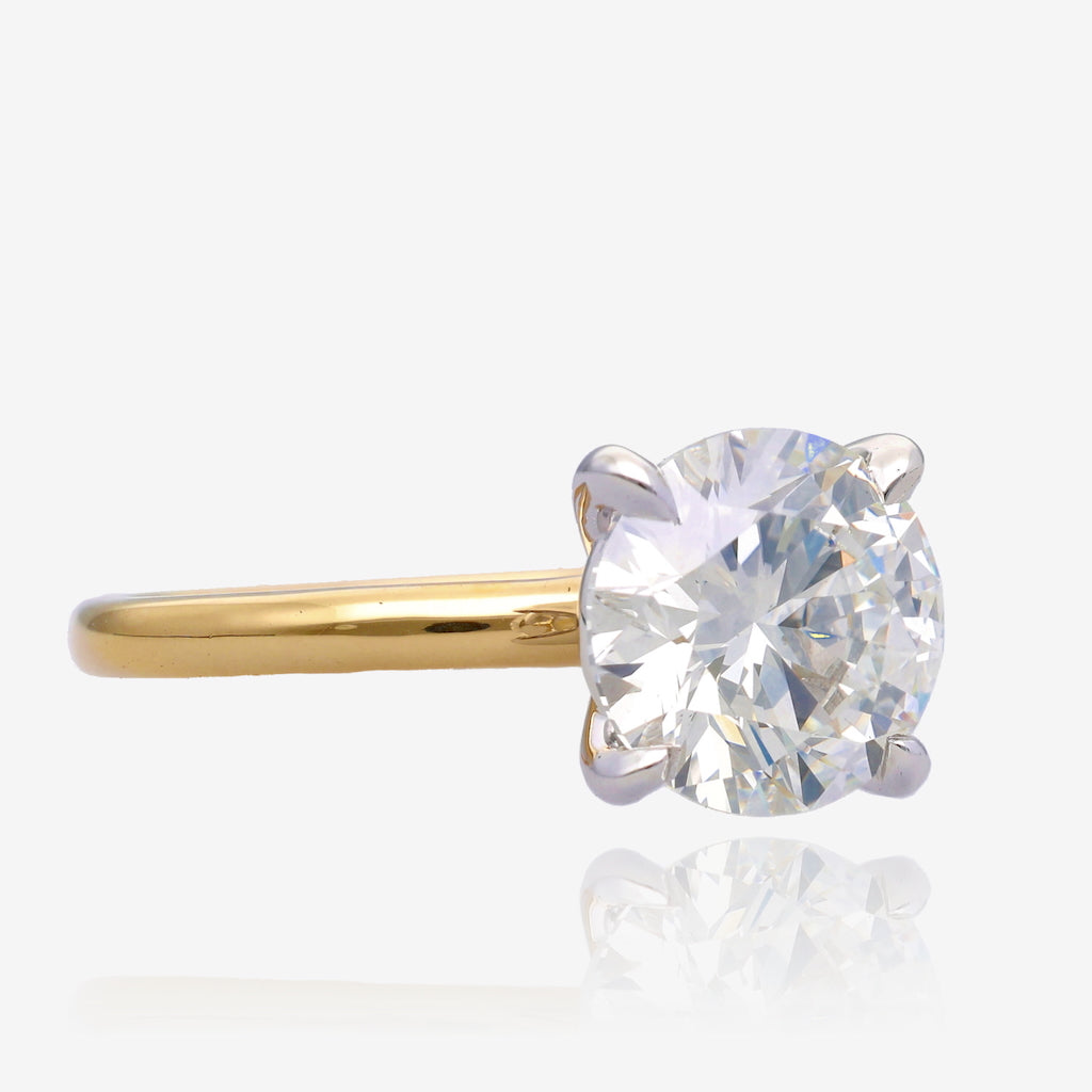 3ct Lab Grown Round Diamond Solitaire 14K Yellow Gold