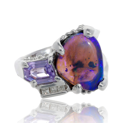 Dark and Stormy Lightning Ridge Opal Ring