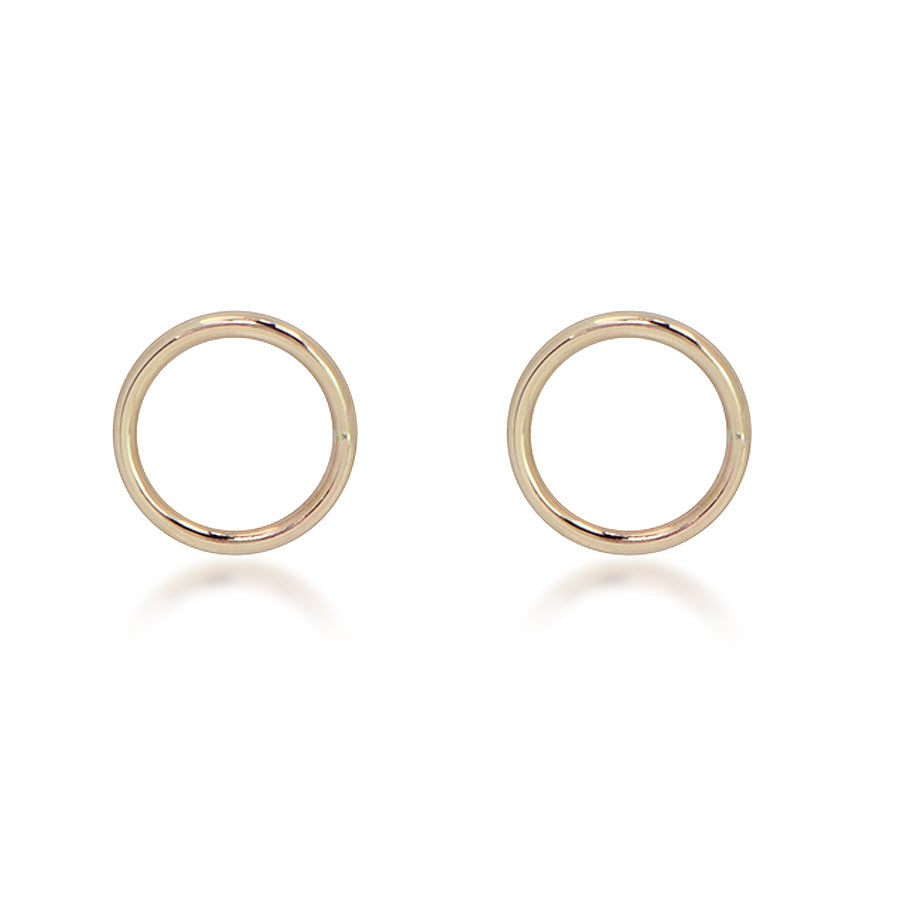 14K Yellow Gold Open Circle Stud Earrings