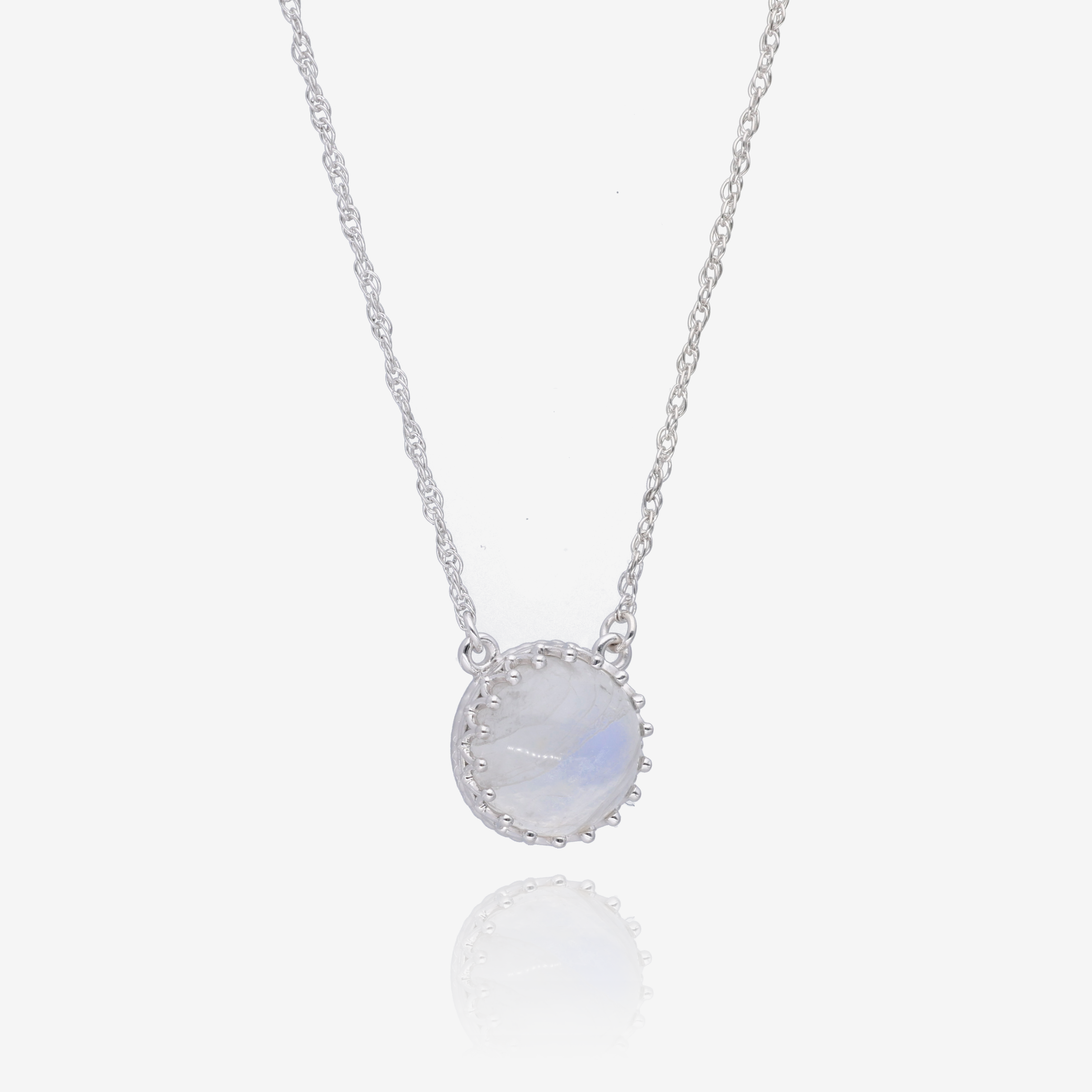 Marrakesh Rainbow Moonstone Crown Necklace in Sterling Silver