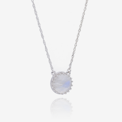 Marrakesh Rainbow Moonstone Crown Necklace in Sterling Silver
