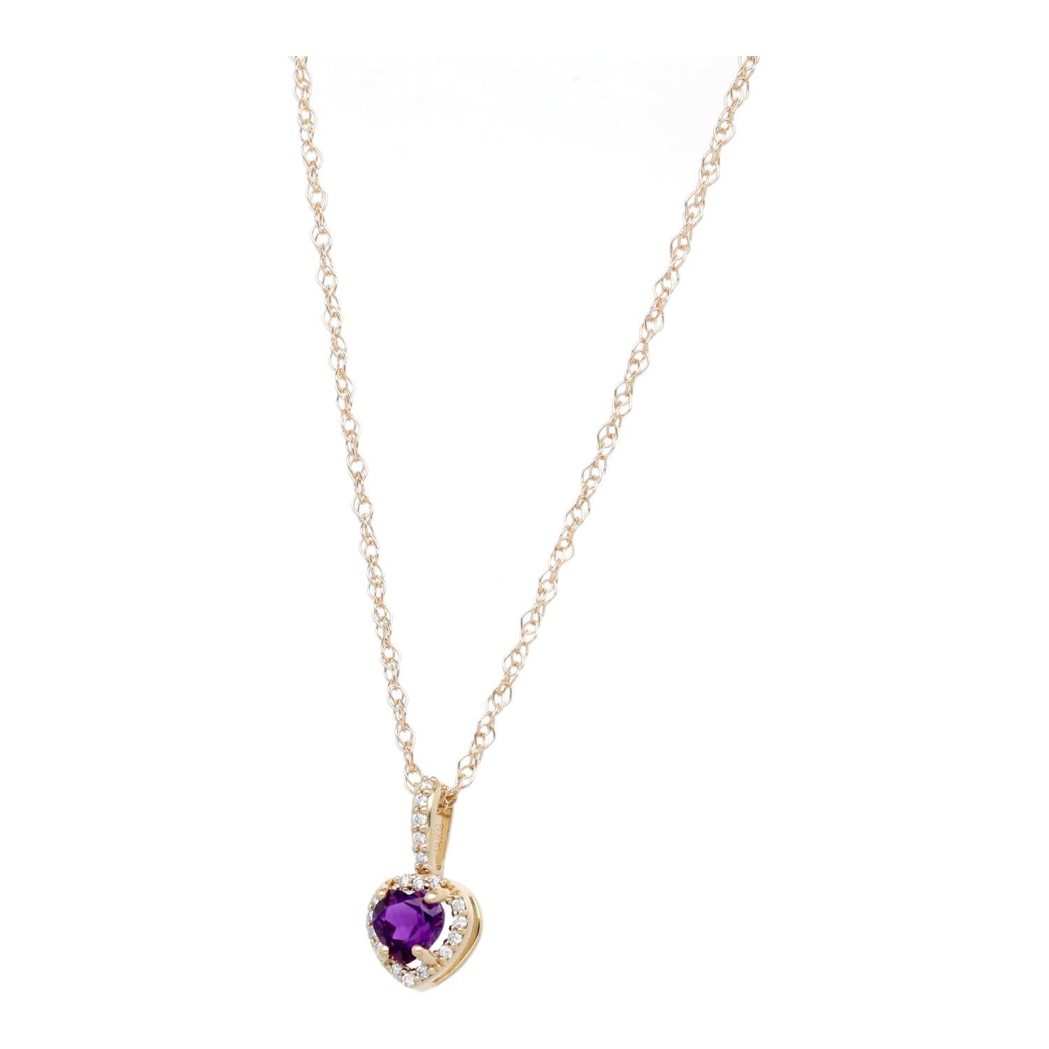 Cherish Amethyst Heart Halo Pendant in Yellow Gold