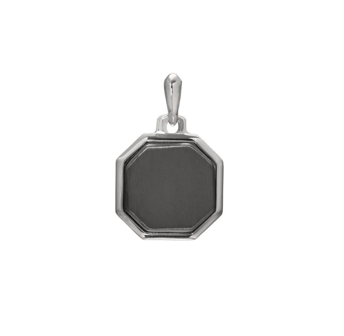 Silver &amp; Black Rhodium Center Octagonal Pendant