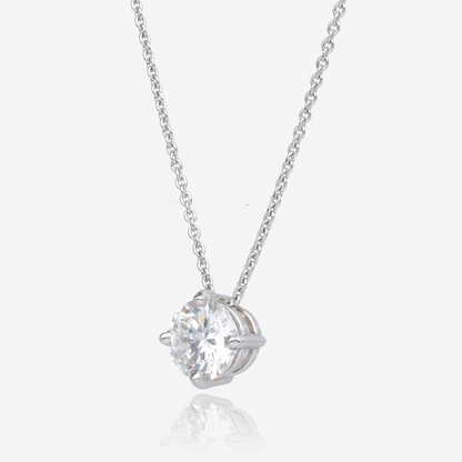 One Carat Round Diamond Pendant in 14K White Gold