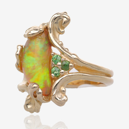 Fiddlehead Ferns Opal Ring in Gold