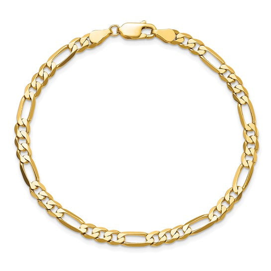 9&quot; 10K 4.75mm Flat Figaro Chain Bracelet