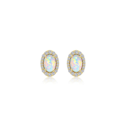 Vintage Elegance Opal Halo Earrings