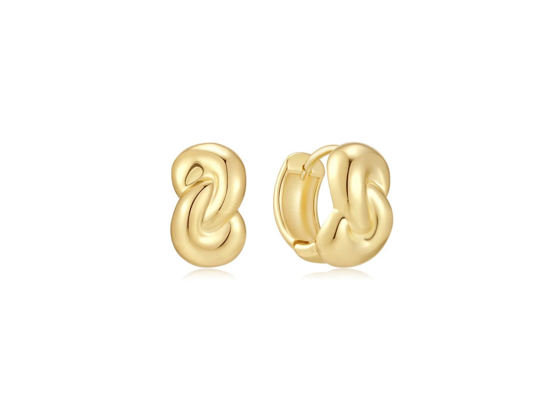 Yellow Rope Twist Huggie Hoop Earrings