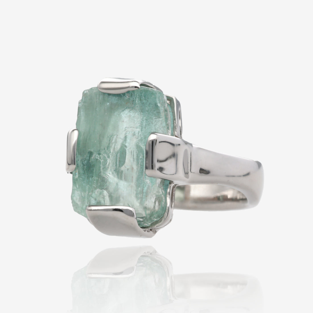 Minimalist Rough Aquamarine Silver Ring