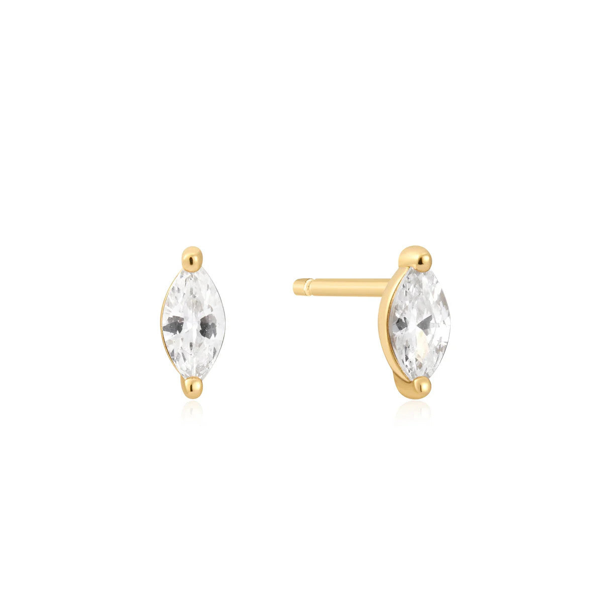 Gold Marquise Solitare Studs