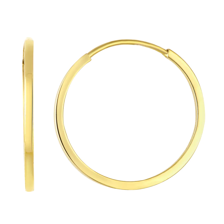 14K Yellow Gold 17mm Square Hoop Earrings