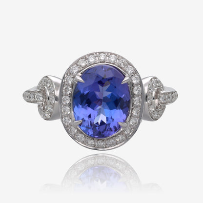 Lady of Nobility Tanzanite and Diamond White Gold Ring