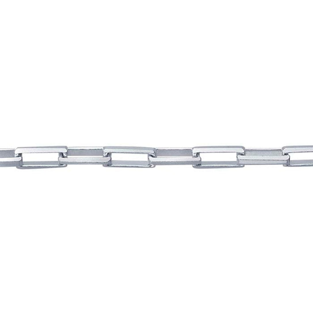 Rhodium-Plated Sterling Long Box Beveled 20&quot; Chain