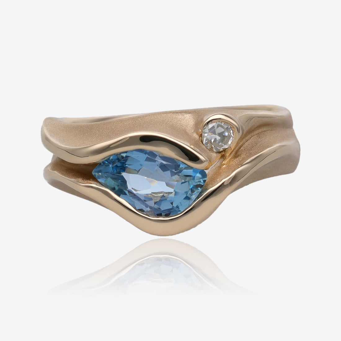 Aquamarine Lake and Star Ring in Gold