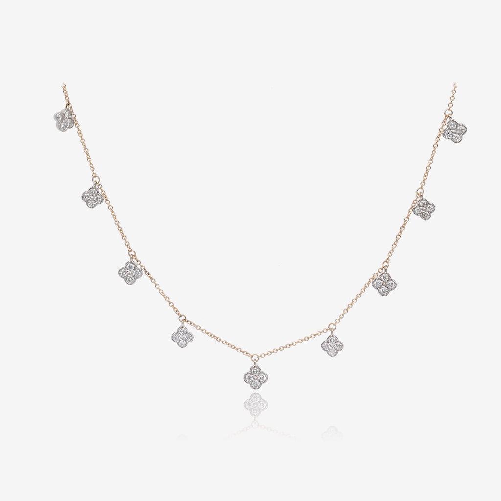 Iconic Blossom Diamond Charm Two Tone Necklace