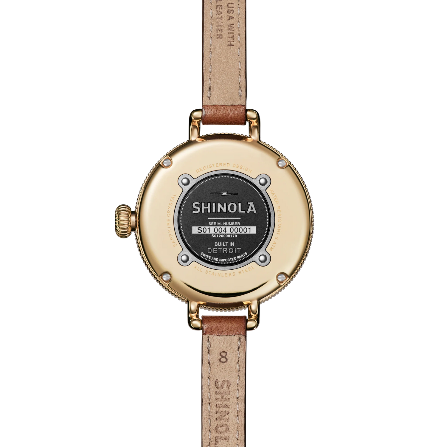 SHINOLA Ladies Birdy Moon Phase Watch Gold Tone