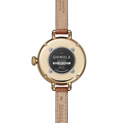 SHINOLA Ladies Birdy Moon Phase Watch Gold Tone