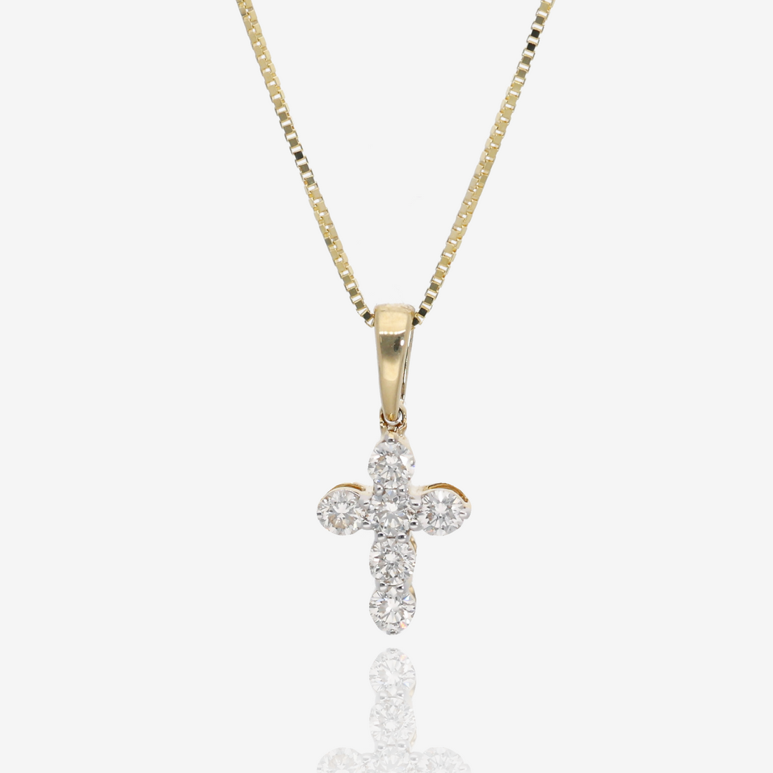 Little Light Diamond Cross Pendant in 14K Yellow Gold
