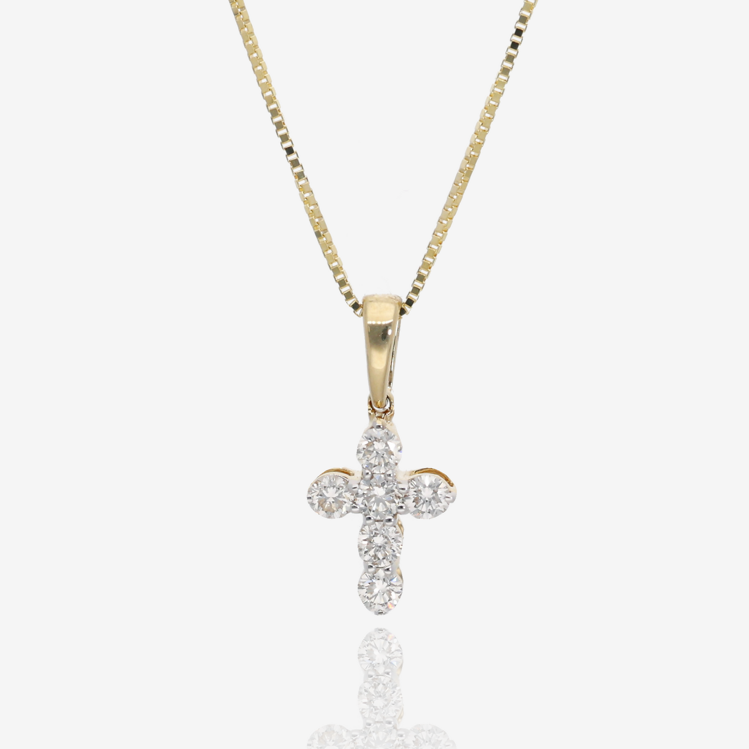 Little Light Diamond Cross Pendant in 14K Yellow Gold