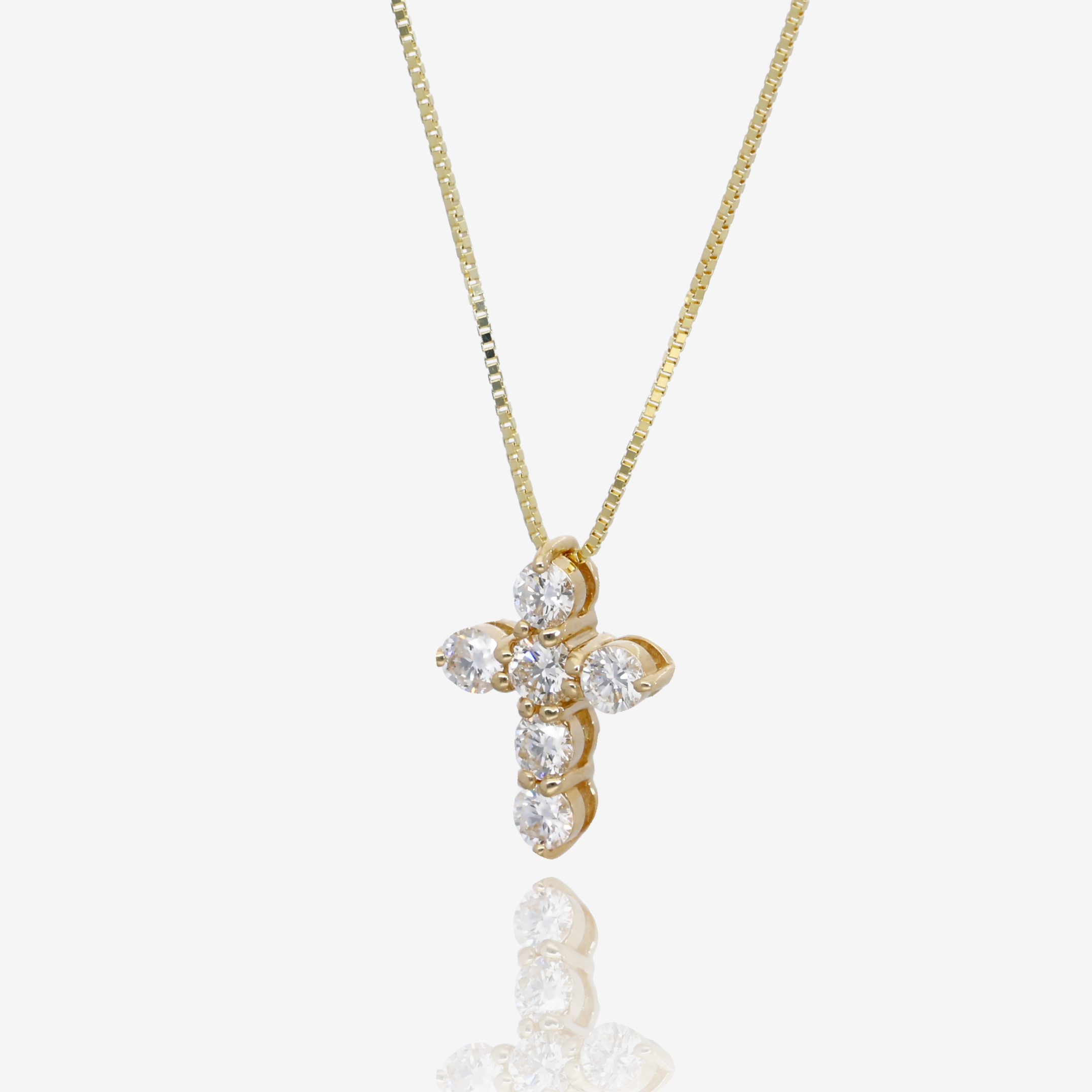 Enduring Grace Natural Diamond Cross Pendant in 14K Yellow Gold