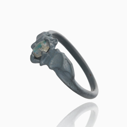 Black Silver Bat Ring in Labradorite