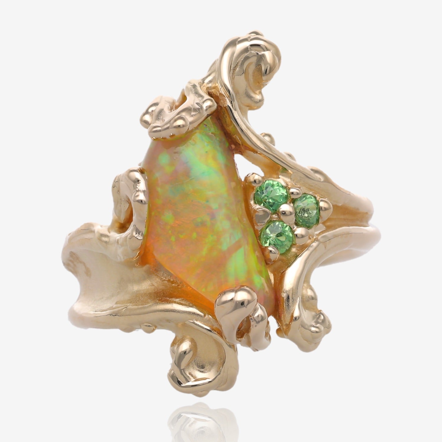 Fiddlehead Ferns Opal Ring in Gold