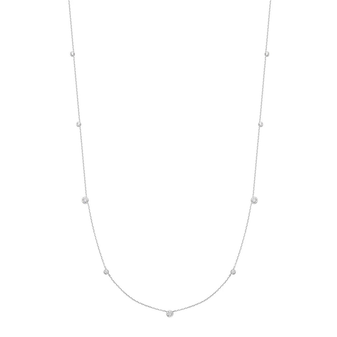 Silver Bezel Cubic Zirconia Station Necklace