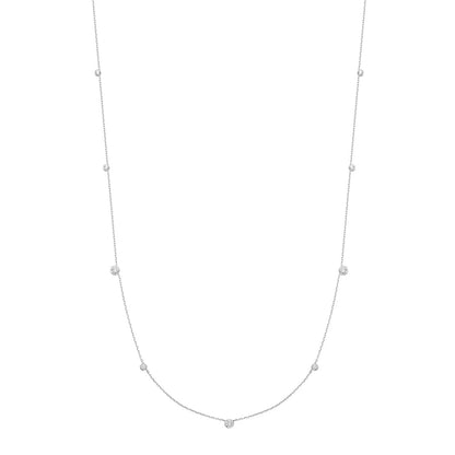 Silver Bezel Cubic Zirconia Station Necklace