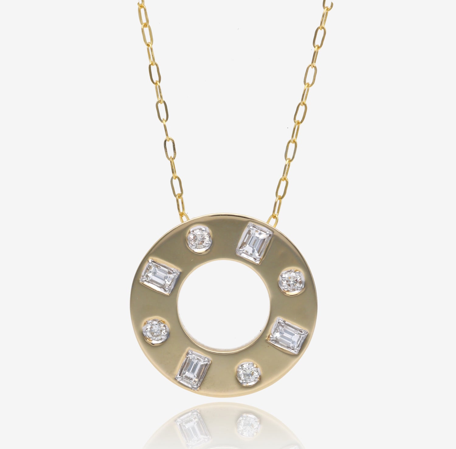 Diamonds in Orbit Pendant in 14K Yellow Gold