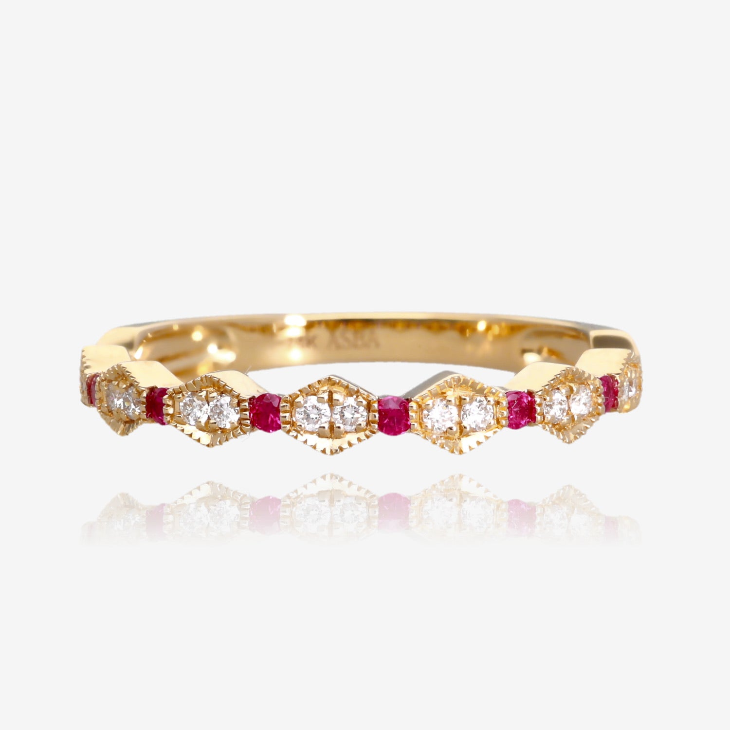 Yellow Gold Ruby and Diamond Accent Ring