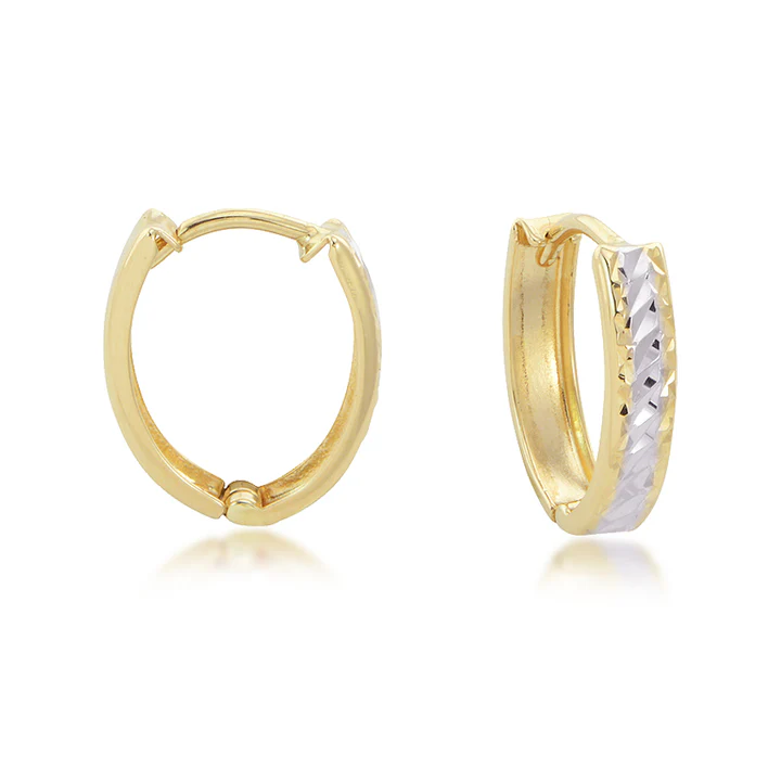 14K Two-tone Gold Reversible Thin Huggie Hoop Earrings
