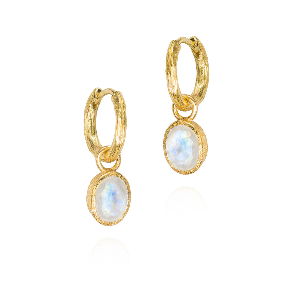 Zen Organic Natural Oval Birthstone Hoop Earrings