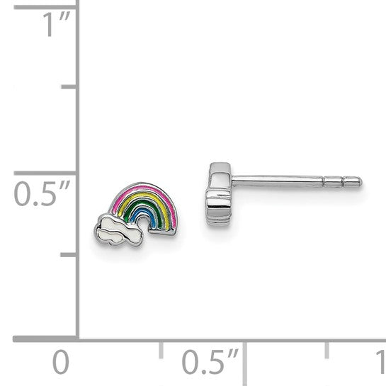 Mini Rainbow Enamel Sterling Stud Earrings