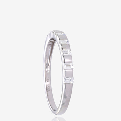 14K White Gold Emerald-Cut Diamond Stackable Band