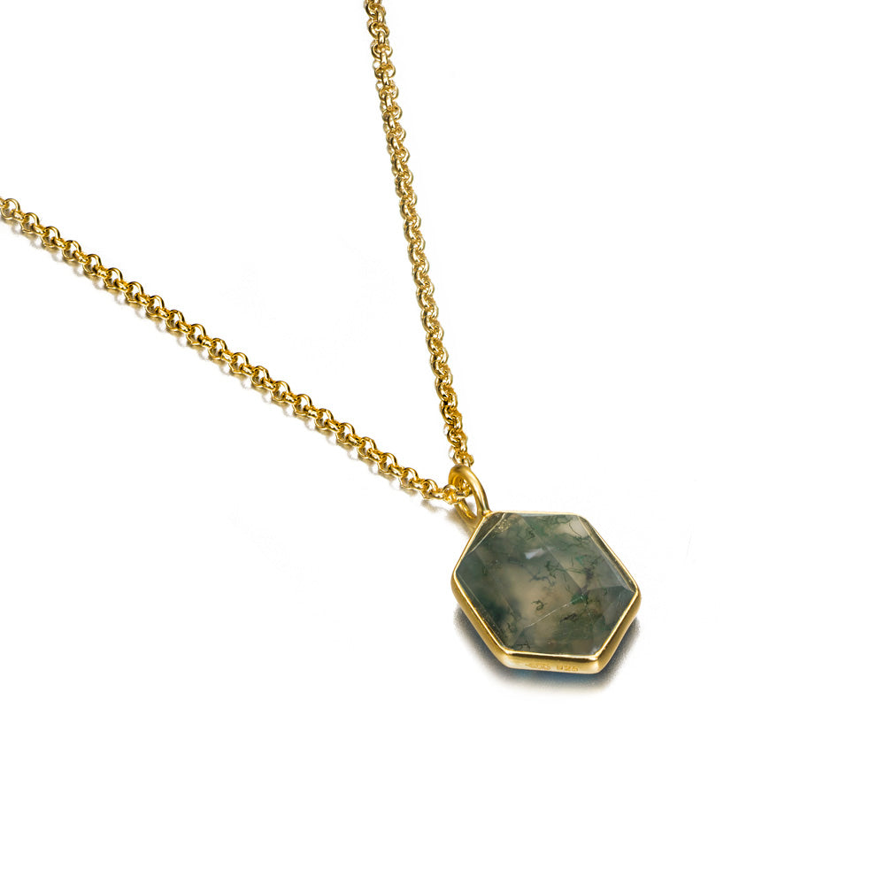 Geo Hexagonal Moss Agate