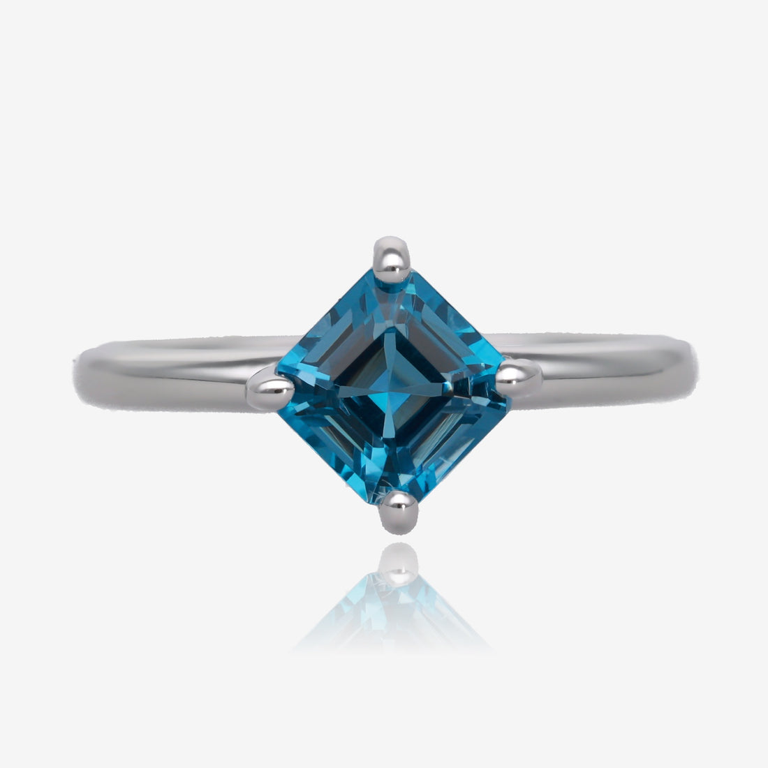 London Blue Topaz Asscher Solitaire in Silver