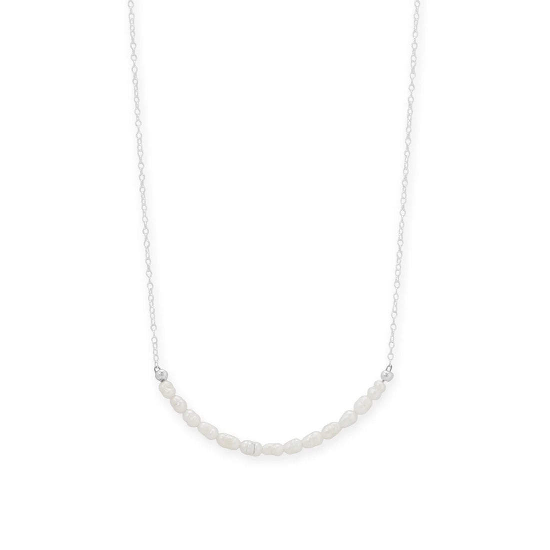 Moonlit Pearl Silver Curve Necklace