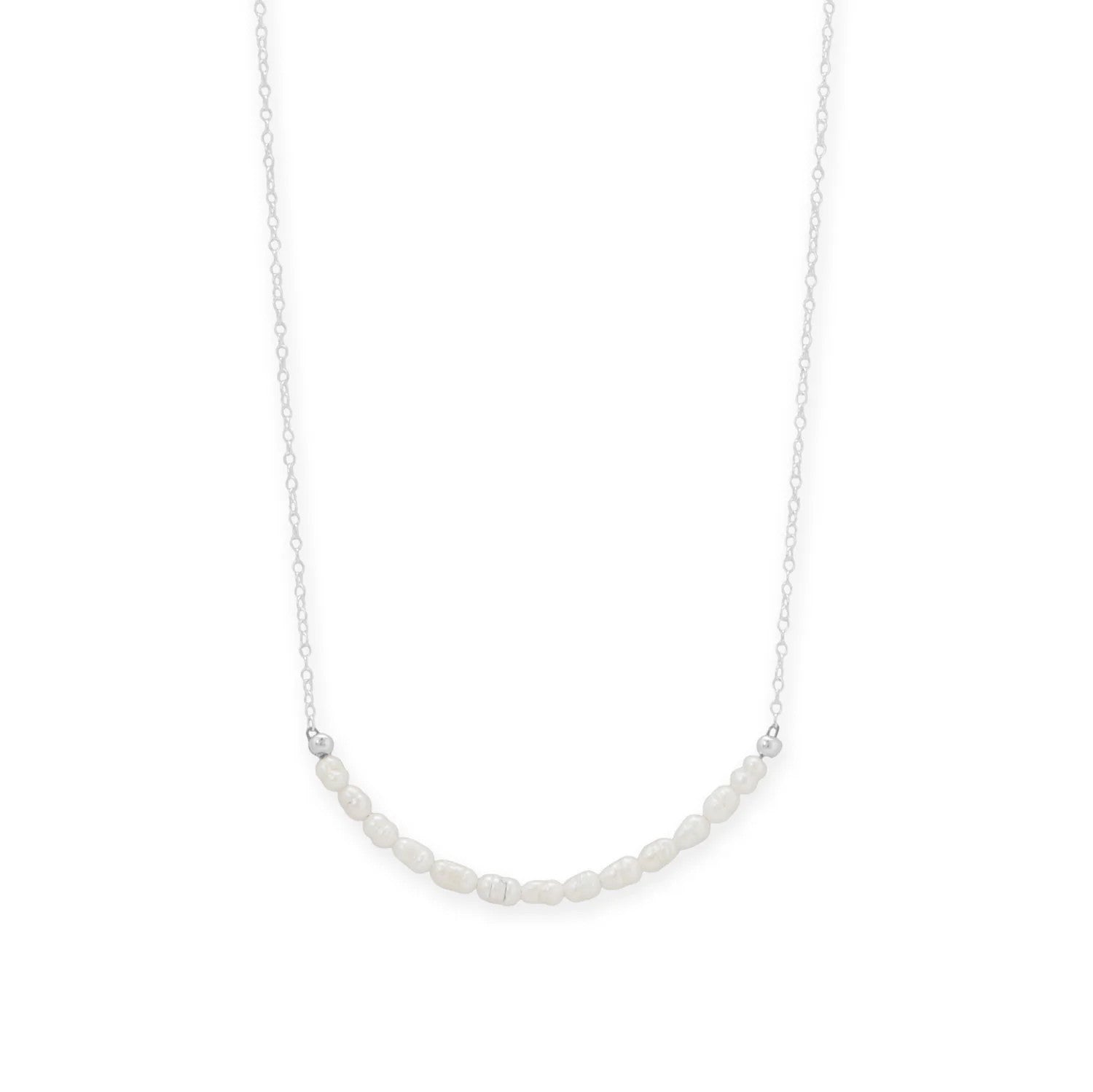 Moonlit Pearl Silver Curve Necklace