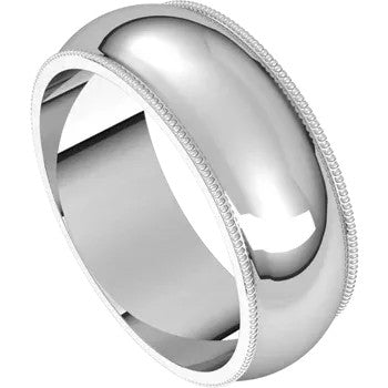 Sterling Silver Standard Weight Milgrain Standard Fit Half Round Band SZ 7