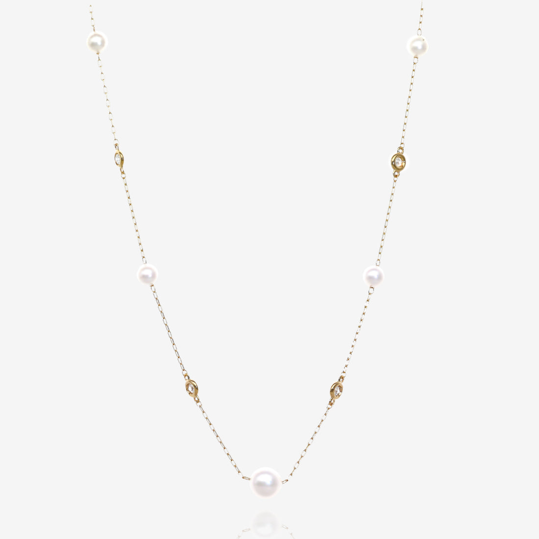 Sea &amp; Sparkle Diamond Pearl Necklace