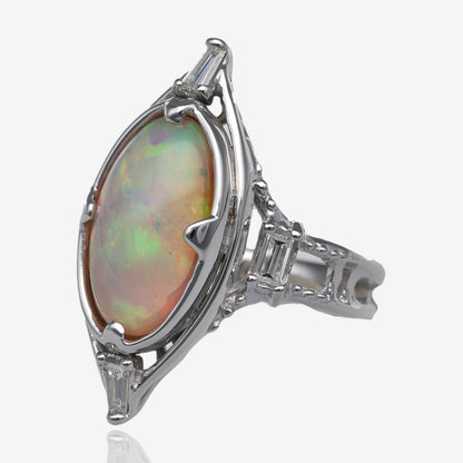 Jolie Opal and Diamond Ring White Gold